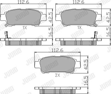 Jurid 572512J - Тормозные колодки, дисковые, комплект autospares.lv