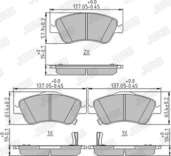 Jurid 572524J - Тормозные колодки, дисковые, комплект autospares.lv