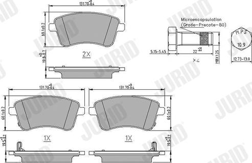 Jurid 572657J - Тормозные колодки, дисковые, комплект autospares.lv