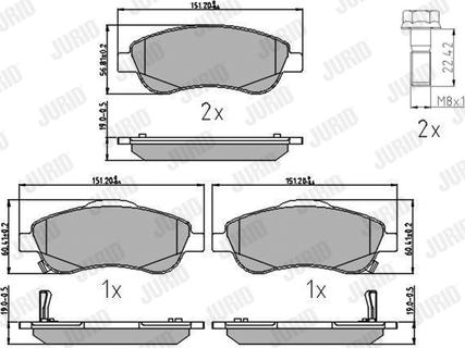 Jurid 572605J - Тормозные колодки, дисковые, комплект autospares.lv