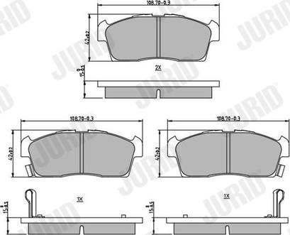 Jurid 572611J - Тормозные колодки, дисковые, комплект autospares.lv
