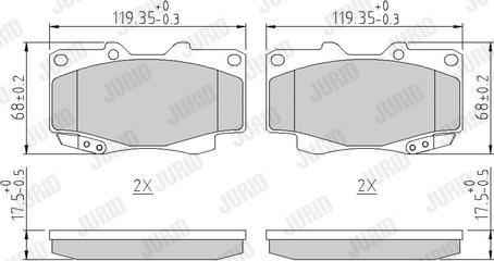 Jurid 572625J - Тормозные колодки, дисковые, комплект autospares.lv