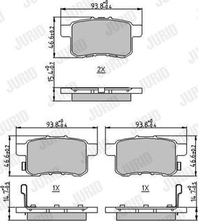 Jurid 572626J - Тормозные колодки, дисковые, комплект autospares.lv