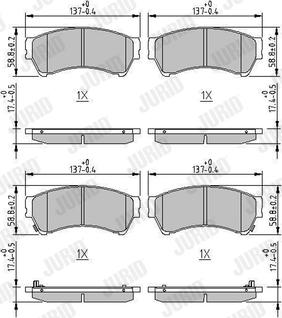 Jurid 572628J - Тормозные колодки, дисковые, комплект autospares.lv