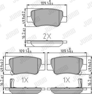 Jurid 572627J - Тормозные колодки, дисковые, комплект autospares.lv