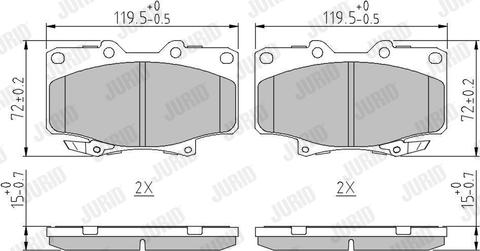 Jurid 572253J - Тормозные колодки, дисковые, комплект autospares.lv