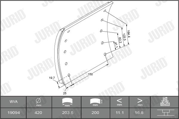 Jurid 1909424040 - Комплект тормозных башмаков, барабанные тормоза autospares.lv