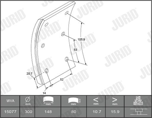 Jurid 1507705380 - Комплект тормозных башмаков, барабанные тормоза autospares.lv