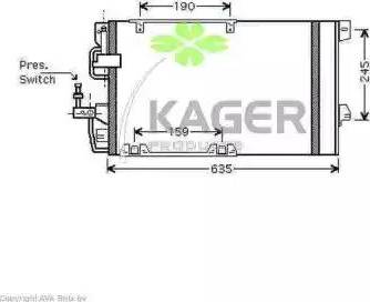 Kager 945267 - Конденсатор кондиционера autospares.lv