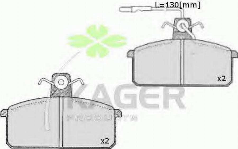 Kager 35-0435 - Тормозные колодки, дисковые, комплект autospares.lv