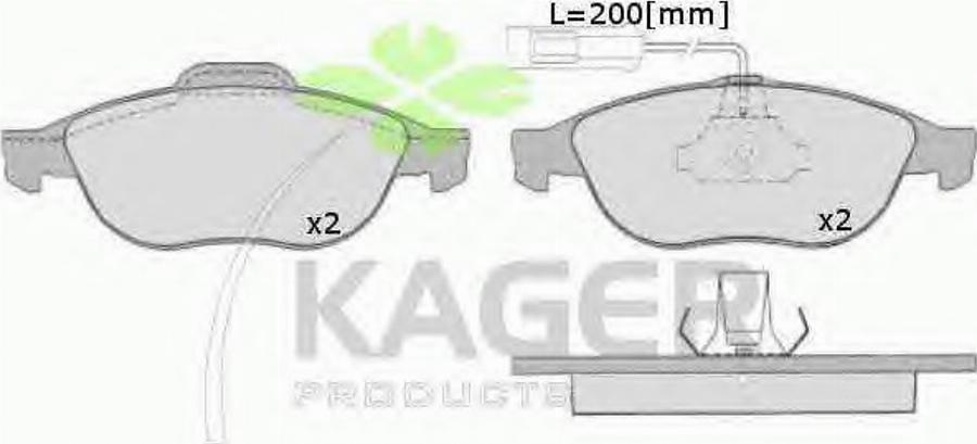 Kager 35-0643 - Тормозные колодки, дисковые, комплект autospares.lv