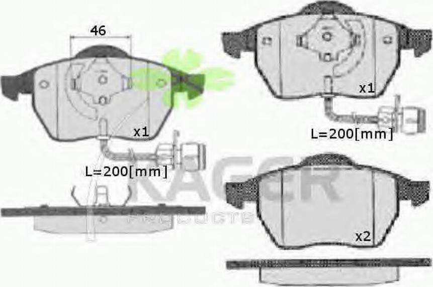 Kager 35-0103 - Тормозные колодки, дисковые, комплект autospares.lv