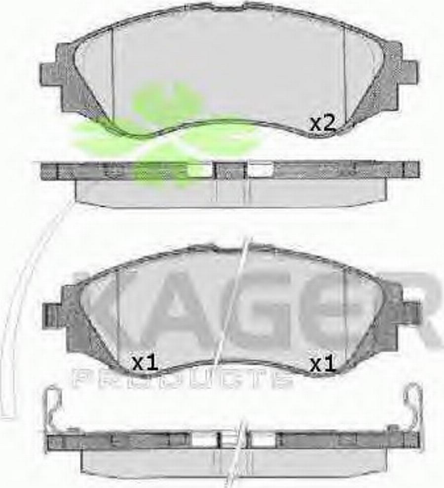 Kager 35-0134 - Тормозные колодки, дисковые, комплект autospares.lv