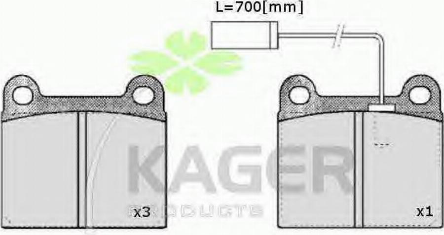 Kager 35-0367 - Тормозные колодки, дисковые, комплект autospares.lv