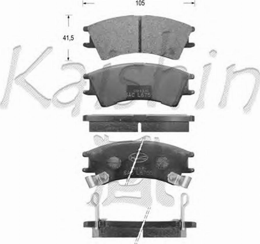 Kaishin D11109 - Тормозные колодки, дисковые, комплект autospares.lv