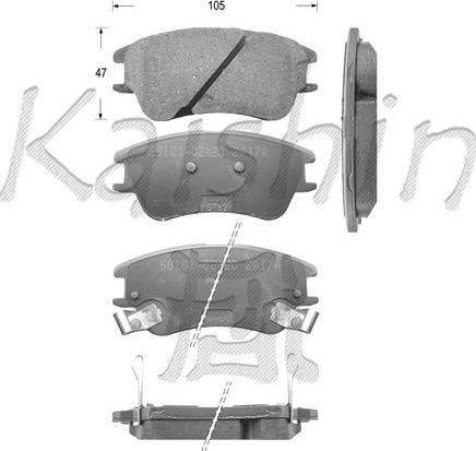 Kaishin FK11145 - Тормозные колодки, дисковые, комплект autospares.lv