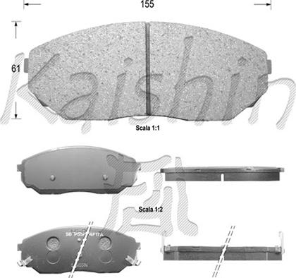 Kaishin FK11130 - Тормозные колодки, дисковые, комплект autospares.lv