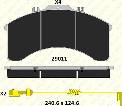 KALE 29011 250 14 - Тормозные колодки, дисковые, комплект autospares.lv