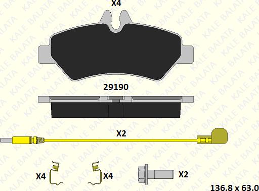 KALE 29190 190 34 - Тормозные колодки, дисковые, комплект autospares.lv