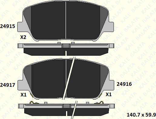 KALE 24915 173 05 - Тормозные колодки, дисковые, комплект autospares.lv