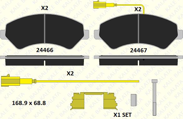 KALE 24467 190 15 - Тормозные колодки, дисковые, комплект autospares.lv