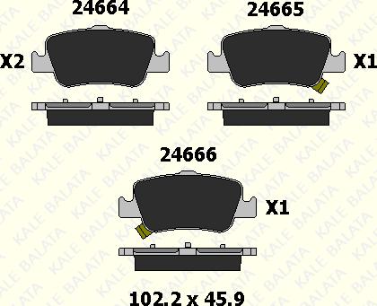 KALE 24664 165 05 - Тормозные колодки, дисковые, комплект autospares.lv