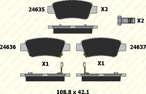 KALE 24635 165 15 - Тормозные колодки, дисковые, комплект autospares.lv