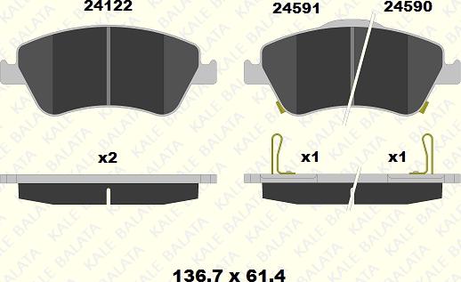 KALE 24122 190 05 - Тормозные колодки, дисковые, комплект autospares.lv