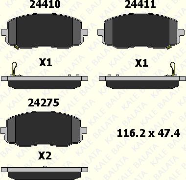 KALE 24275 168 05 - Тормозные колодки, дисковые, комплект autospares.lv