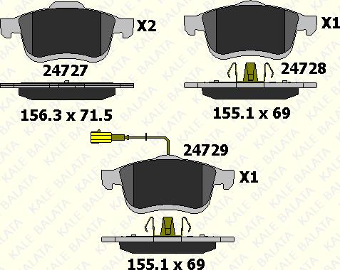 KALE 24727 200 05 - Тормозные колодки, дисковые, комплект autospares.lv