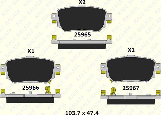 KALE 25965 151 05 - Тормозные колодки, дисковые, комплект autospares.lv