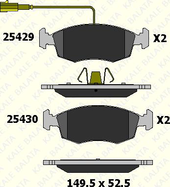 KALE 25429 172 05 - Тормозные колодки, дисковые, комплект autospares.lv