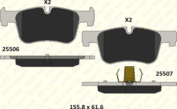 KALE 25506 182 05 - Тормозные колодки, дисковые, комплект autospares.lv