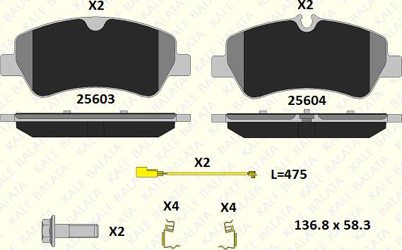 KALE 25603 175 25 - Тормозные колодки, дисковые, комплект autospares.lv