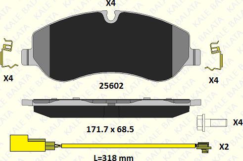 KALE 25602 174 24 - Тормозные колодки, дисковые, комплект autospares.lv