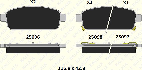 KALE 25096 162 05 - Тормозные колодки, дисковые, комплект autospares.lv