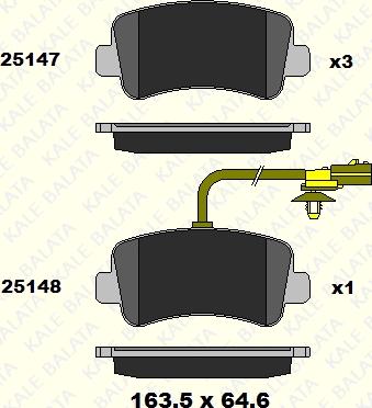 KALE 25147 180 05 - Тормозные колодки, дисковые, комплект autospares.lv