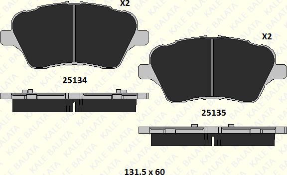 KALE 25134 167 15 - Тормозные колодки, дисковые, комплект autospares.lv