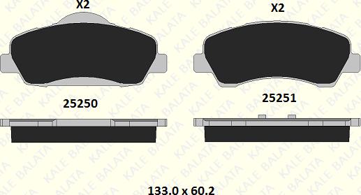 KALE 25250 188 05 - Тормозные колодки, дисковые, комплект autospares.lv