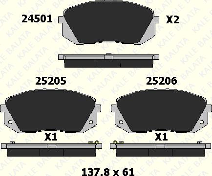 KALE 25205 175 05 - Тормозные колодки, дисковые, комплект autospares.lv