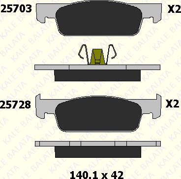 KALE 25728 180 05 - Тормозные колодки, дисковые, комплект autospares.lv