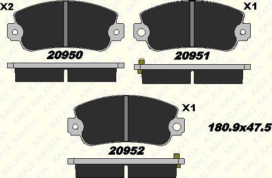 KALE 20950 180 05 - Тормозные колодки, дисковые, комплект autospares.lv