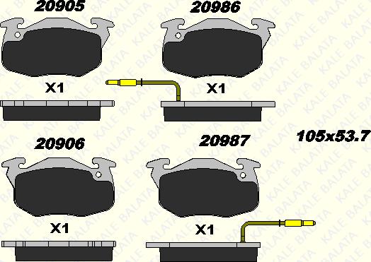 KALE 20905 180 05 - Тормозные колодки, дисковые, комплект autospares.lv