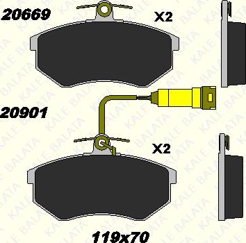 KALE 20669 196 15 - Тормозные колодки, дисковые, комплект autospares.lv