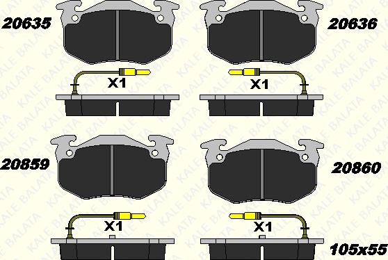 KALE 20635 180 05 - Тормозные колодки, дисковые, комплект autospares.lv