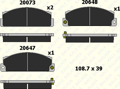 KALE 20073 173 05 - Тормозные колодки, дисковые, комплект autospares.lv