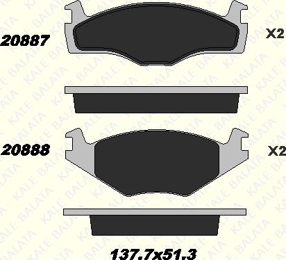 KALE 20887 153 25 - Тормозные колодки, дисковые, комплект autospares.lv