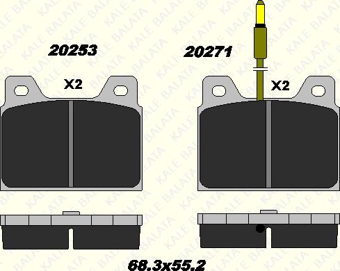 KALE 20253 164 05 - Тормозные колодки, дисковые, комплект autospares.lv