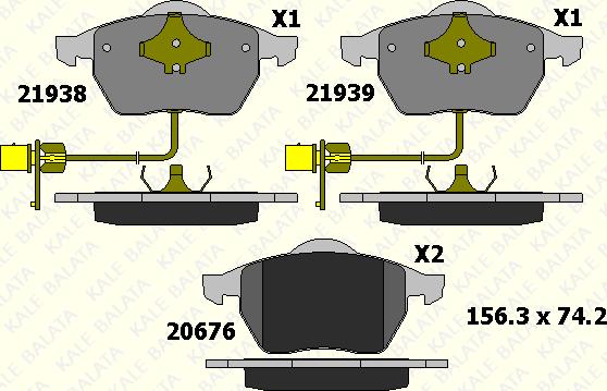 KALE 21938 204 05 - Тормозные колодки, дисковые, комплект autospares.lv