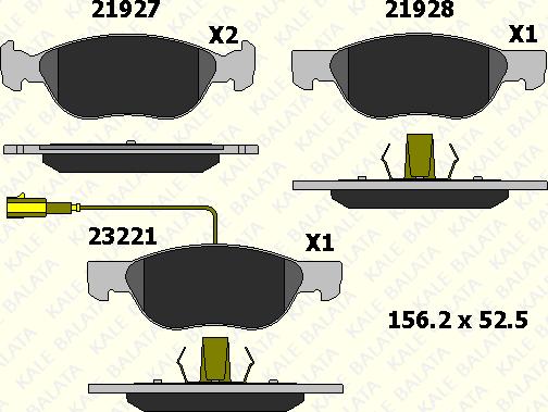 KALE 21927 179 25 - Тормозные колодки, дисковые, комплект autospares.lv